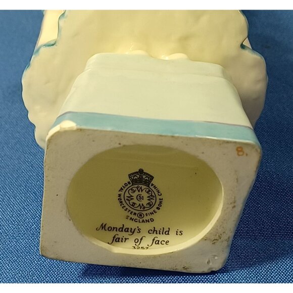 Royal Worcester 1949 Bone China Figurine Monday Child Fair Of Face #3257 England - Picture 15 of 16